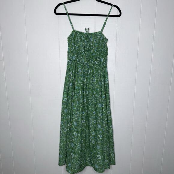 J. Crew Women’s Tie Front Voile Cover Up Midi Dress Marigold Blooms Green Size S - Picture 2 of 7